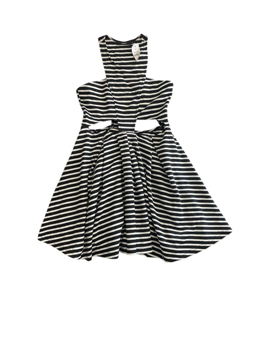 Millau Black & White Striped Cutout Skater Dress